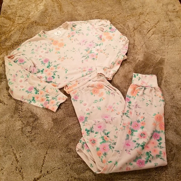 SUNDRY by Anthropologie floral pleated sweatshirt + floral pocket Jogger size 2 - Picture 7 of 16